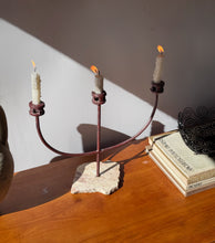 Load image into Gallery viewer, Vintage Hand Forged Marble &amp; Iron Candelabra