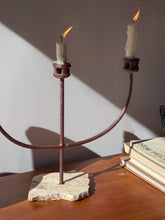 Load image into Gallery viewer, Vintage Hand Forged Marble &amp; Iron Candelabra