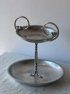 Vintage Aluminum Silver Tiered Tray