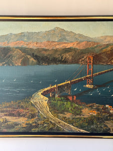 Vintage Original Impressionist Golden Gate Bridge. Oil On Canvas