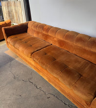 Load image into Gallery viewer, 1970’s Plush Velvet Sofa in Red Orange Upholstery