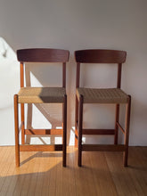 Load image into Gallery viewer, Vintage Teak Barstools w/ Rope Seats