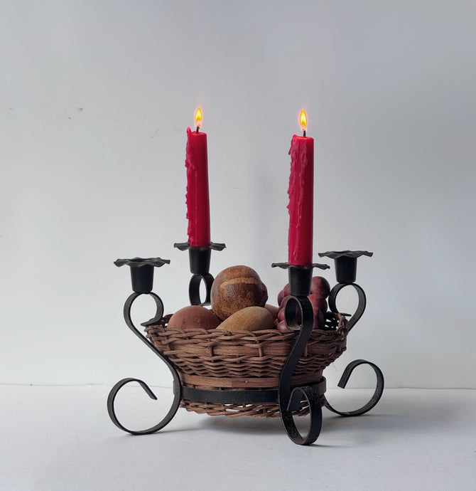 Vintage Advent Basket Candelabra
