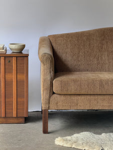 Vintage Brown Upholstered Chippendale Loveseat