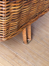 Load image into Gallery viewer, Vintage XL Rolling Wicker Market Basket/Cart