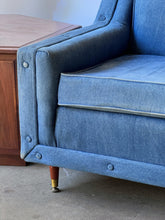 Load image into Gallery viewer, Vintage Mid Century Modern Denim Sofa