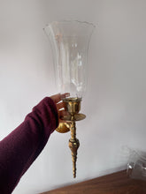 Load image into Gallery viewer, Antique Brass Sconce Candlestick Pair