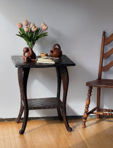 Vintage Handcrafted Tooled Wooden End Table