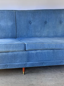 Vintage Mid Century Modern Denim Sofa