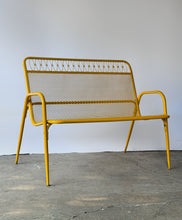 Load image into Gallery viewer, MCM Mustard Yellow Metal Outdoor Bench