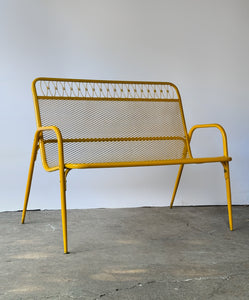 MCM Mustard Yellow Metal Outdoor Bench