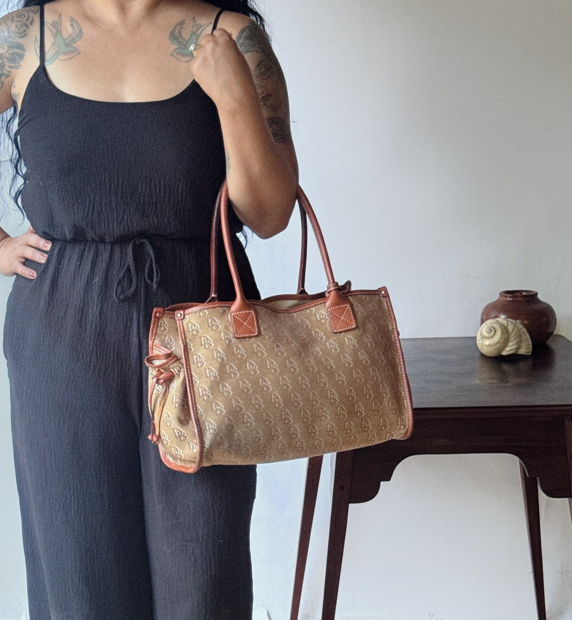 Vintage Dooney & Bourke Monogram Brown Tote – The Bohemian Find display picture 1