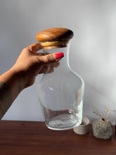 Load image into Gallery viewer, Vintage Teak Top Glass Wine Carafe
