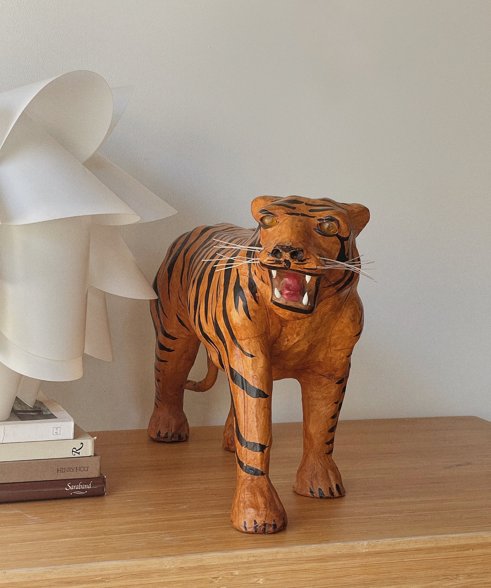 1960's Leather Wrapped Tiger Sculpture