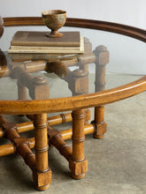Load image into Gallery viewer, Vintage Faux Bamboo Glass Table