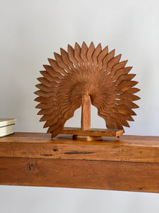 Vintage Handmade Wooden Fan Art