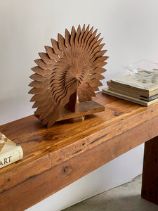 Vintage Handmade Wooden Fan Art