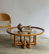 Load image into Gallery viewer, Vintage Faux Bamboo Glass Table