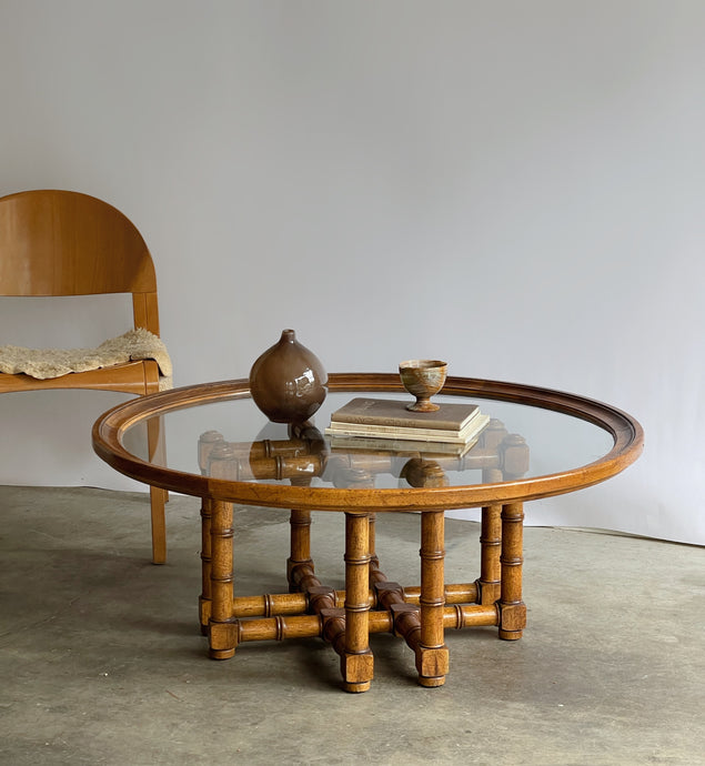 Vintage Faux Bamboo Glass Table