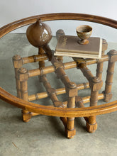Load image into Gallery viewer, Vintage Faux Bamboo Glass Table