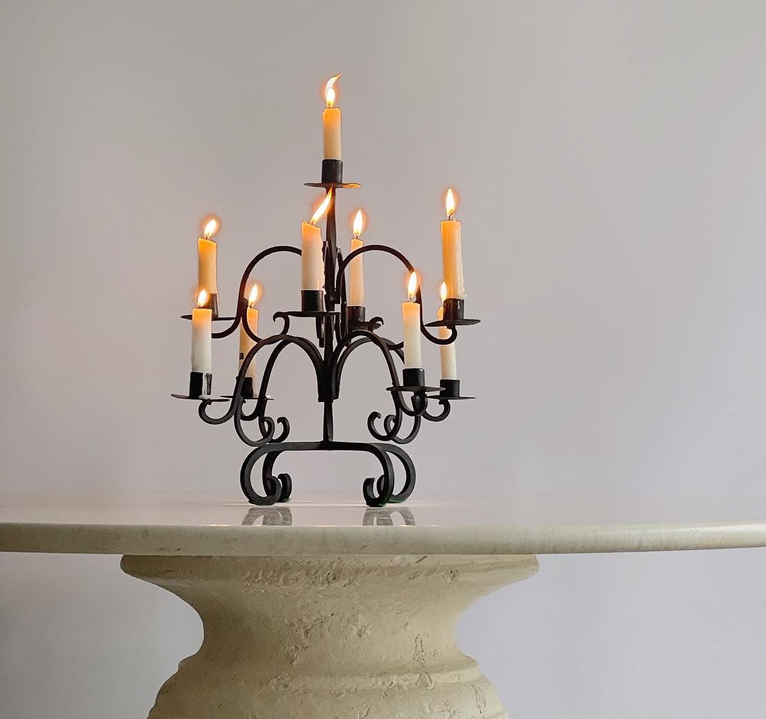 XL Vintage Wrought Iron Candelabra